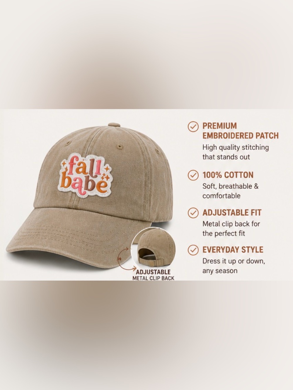 Fall Babe adjustable hat - Picture 2 of 4